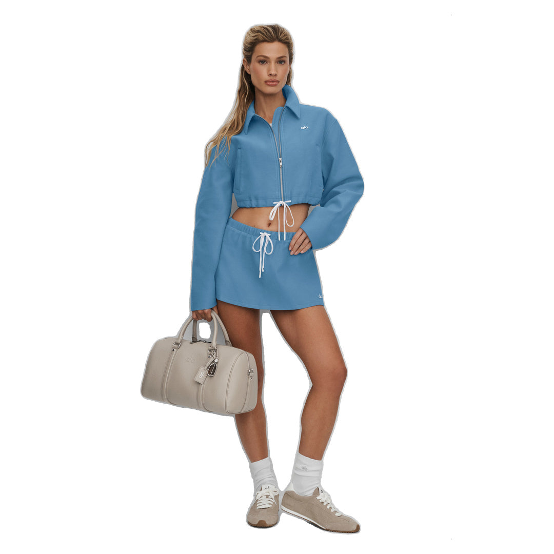 ALO Cropped Fan Favorite Full Zip Jacket - California Blue