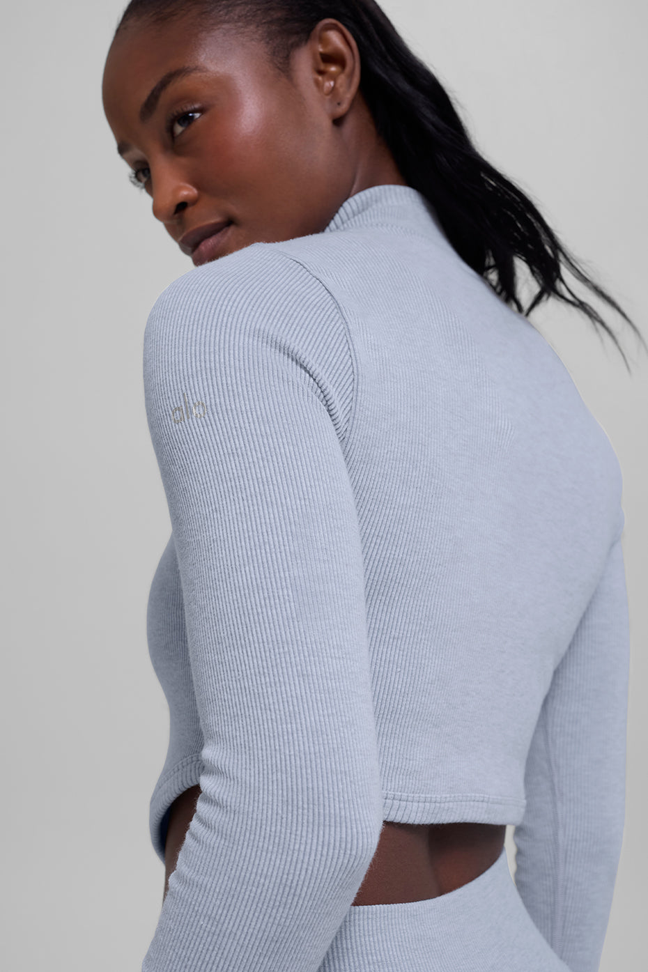 alo Seamless Two Tone Rib Jacket - Winter Frost Heather