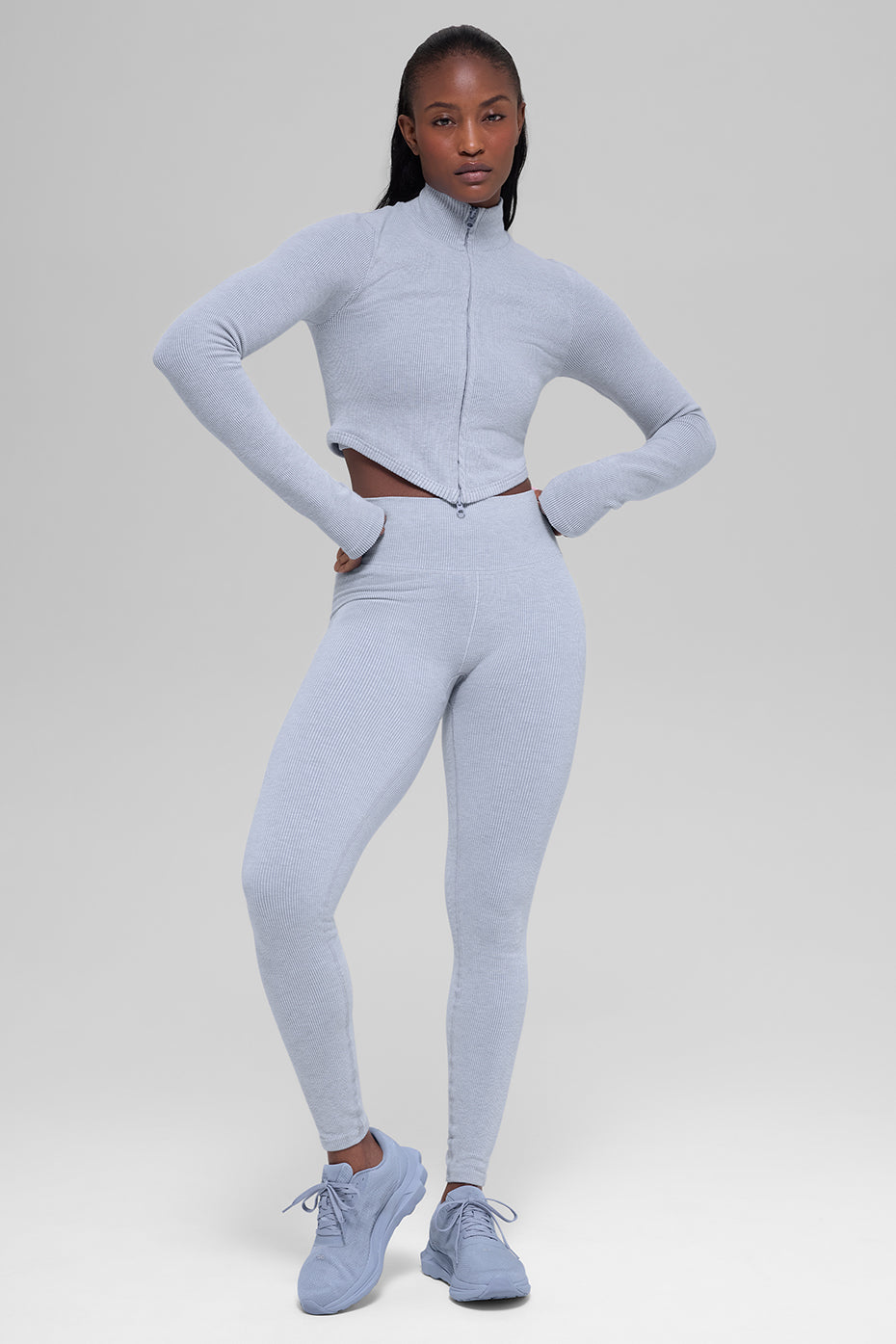 alo Seamless Two Tone Rib Jacket - Winter Frost Heather