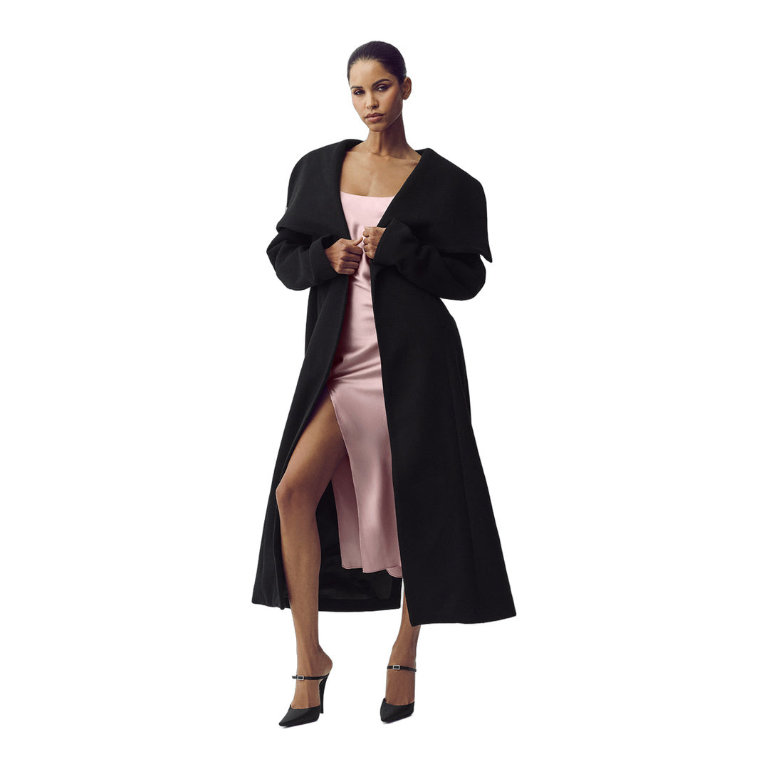 alo Wool Blend Nightfall Long Coat - Black