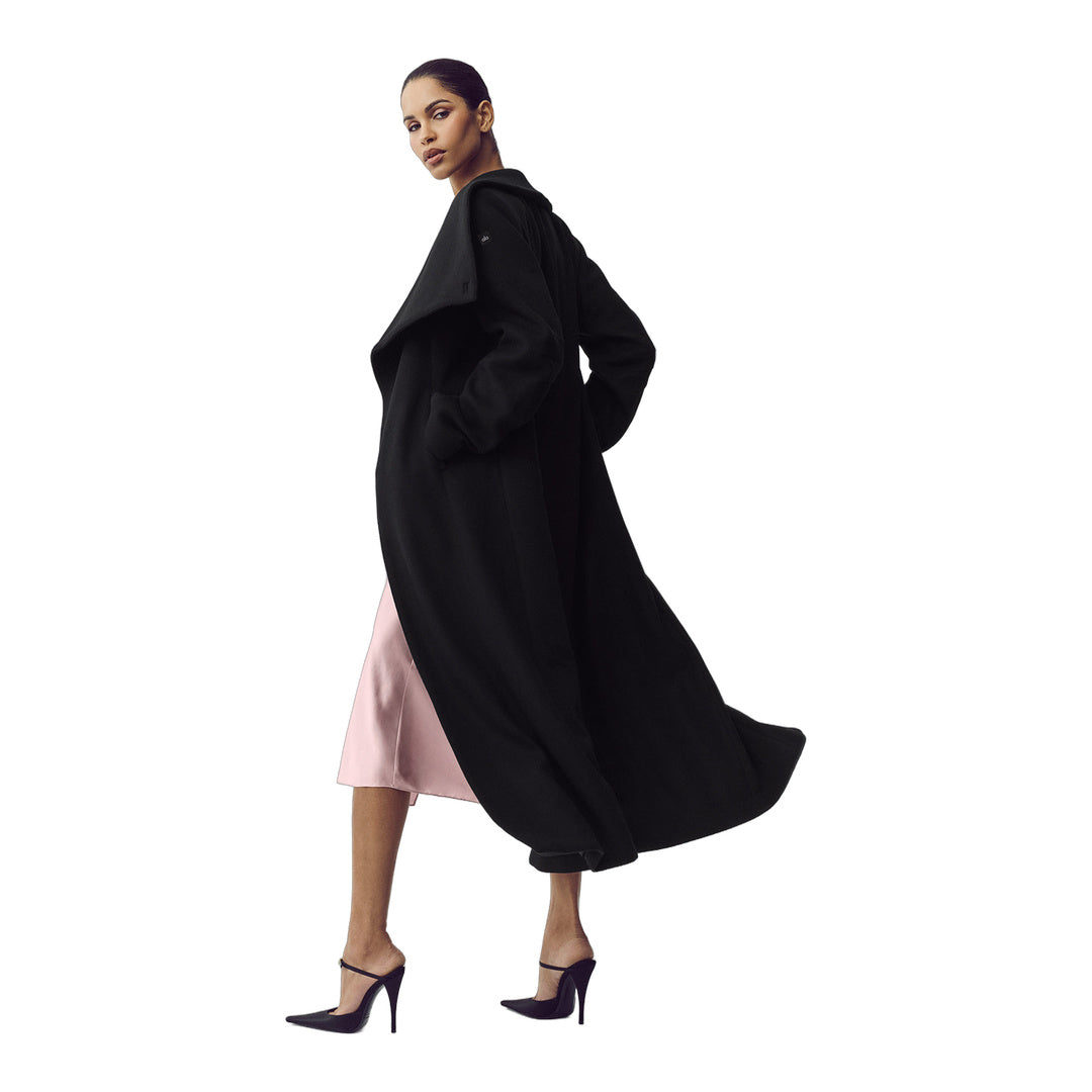 alo Wool Blend Nightfall Long Coat - Black