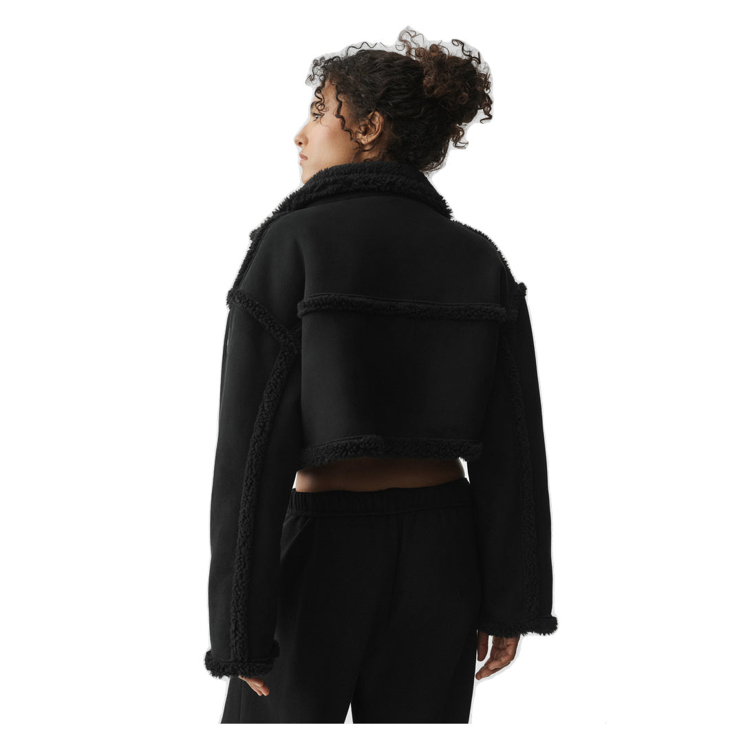 ALO Faux Shearling Snowfall Cropped Jacket - Black