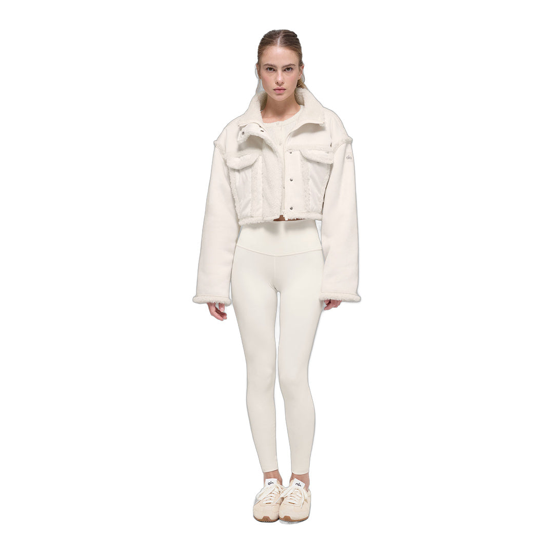 alo Faux Shearling Snowfall Cropped Jacket - Ivory