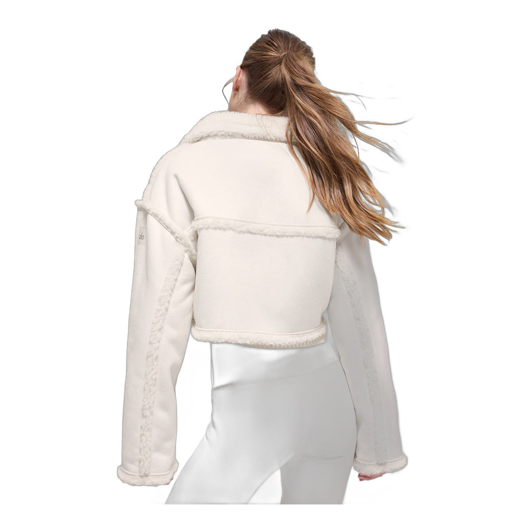 alo Faux Shearling Snowfall Cropped Jacket - Ivory