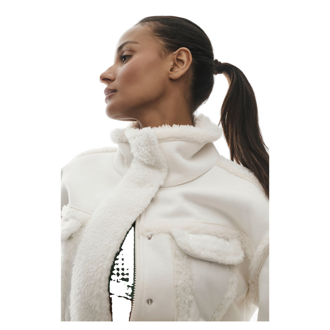 ALO Faux Shearling Snowfall Cropped Jacket - Ivory