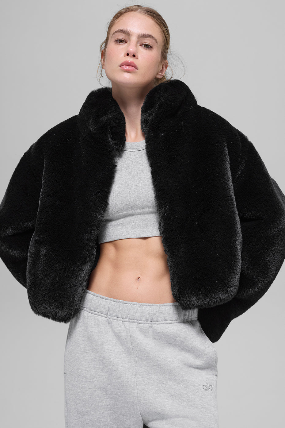 alo Faux Fur Allure Jacket - Black