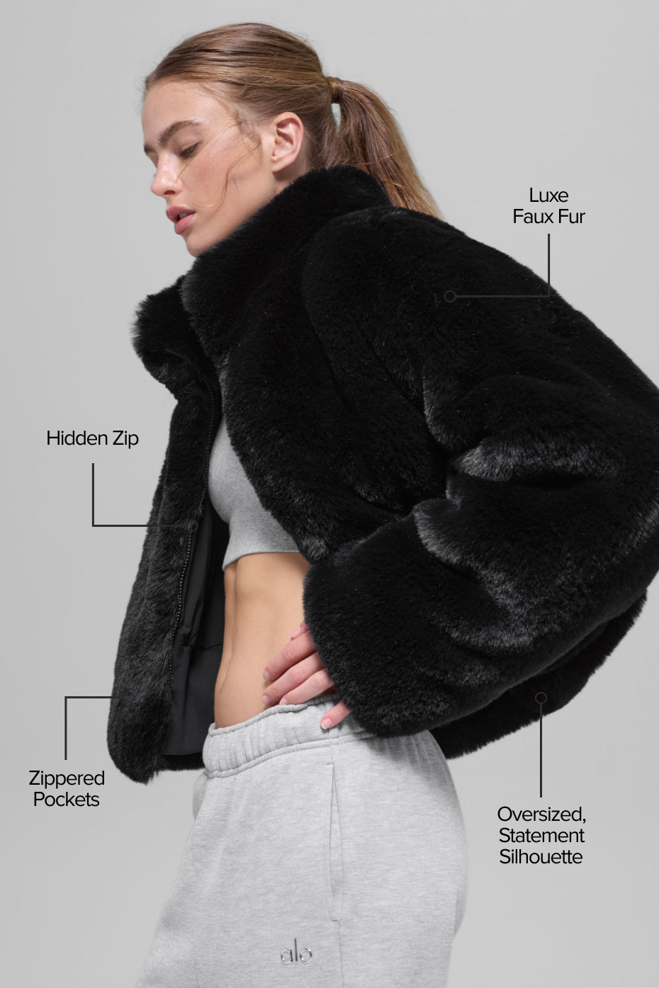 alo Faux Fur Allure Jacket - Black