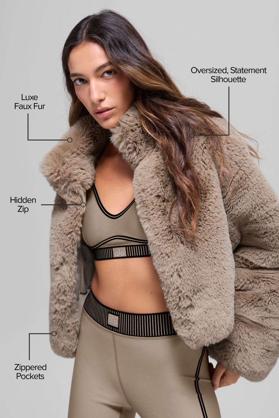 alo Faux Fur Allure Jacket - Oat