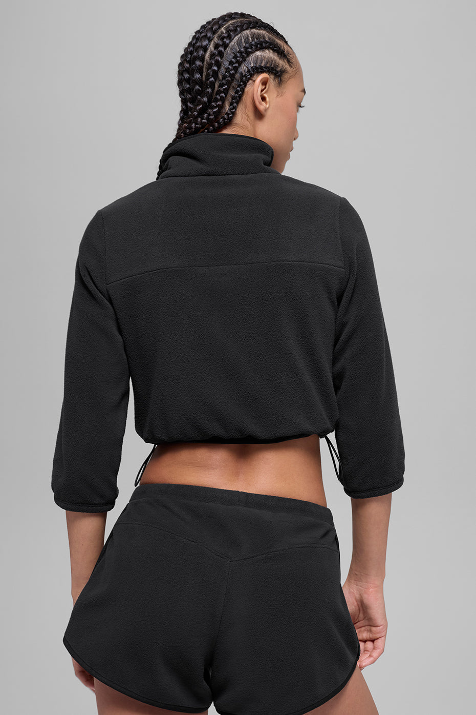 alo Polar Fleece Retreat Cropped Jacket - Black