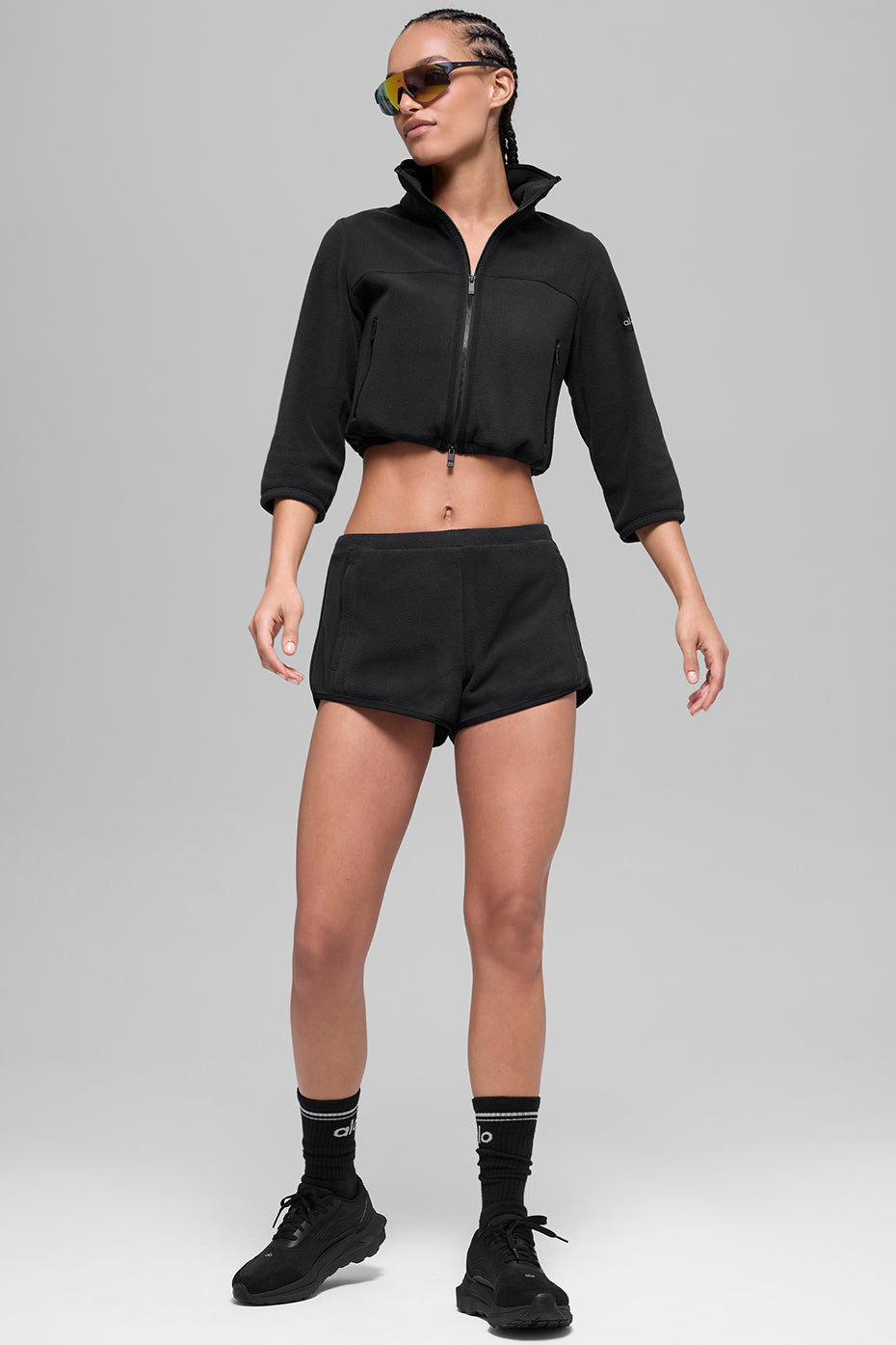 alo Polar Fleece Retreat Cropped Jacket - Black