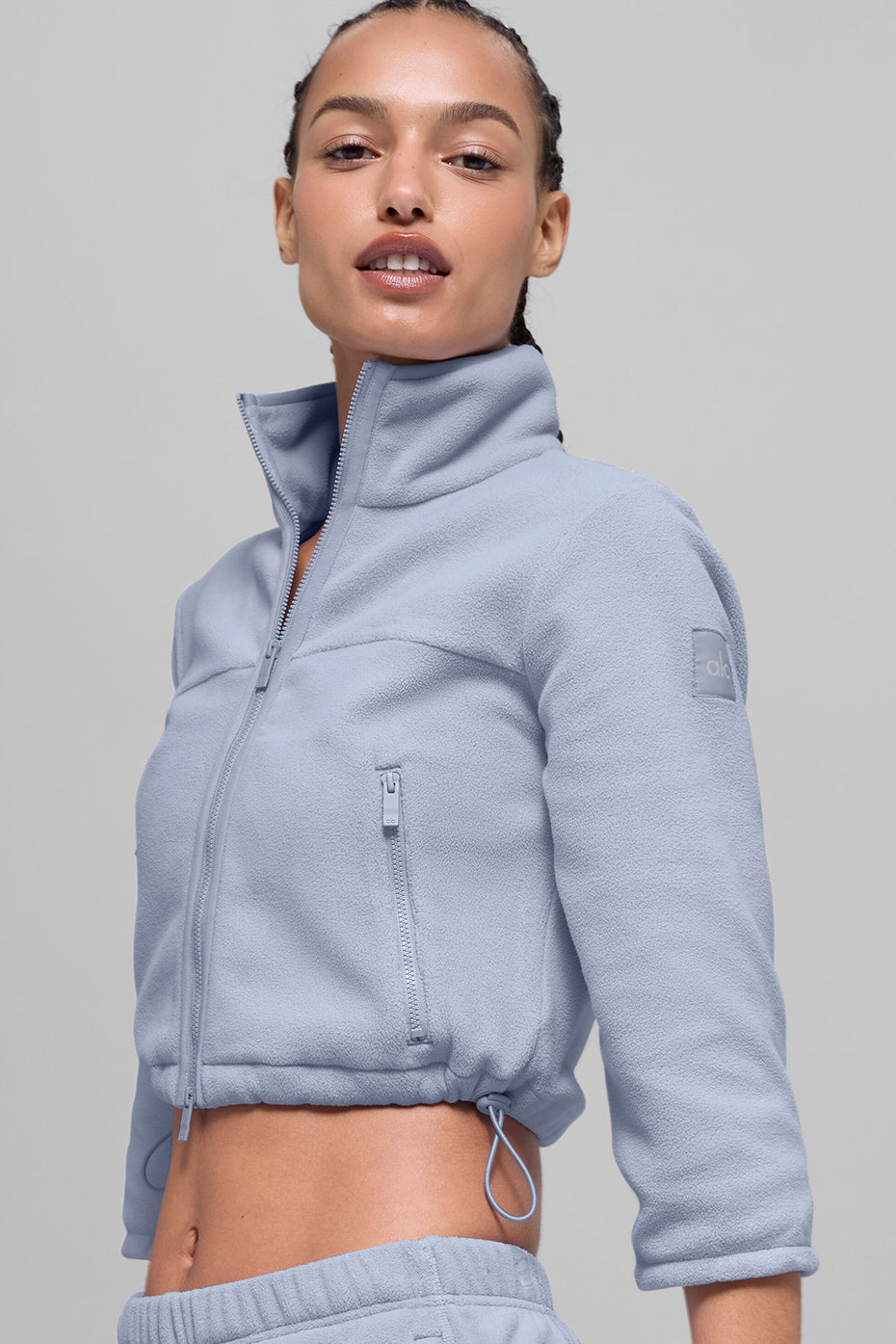 alo Polar Fleece Retreat Cropped Jacket - Winter Frost