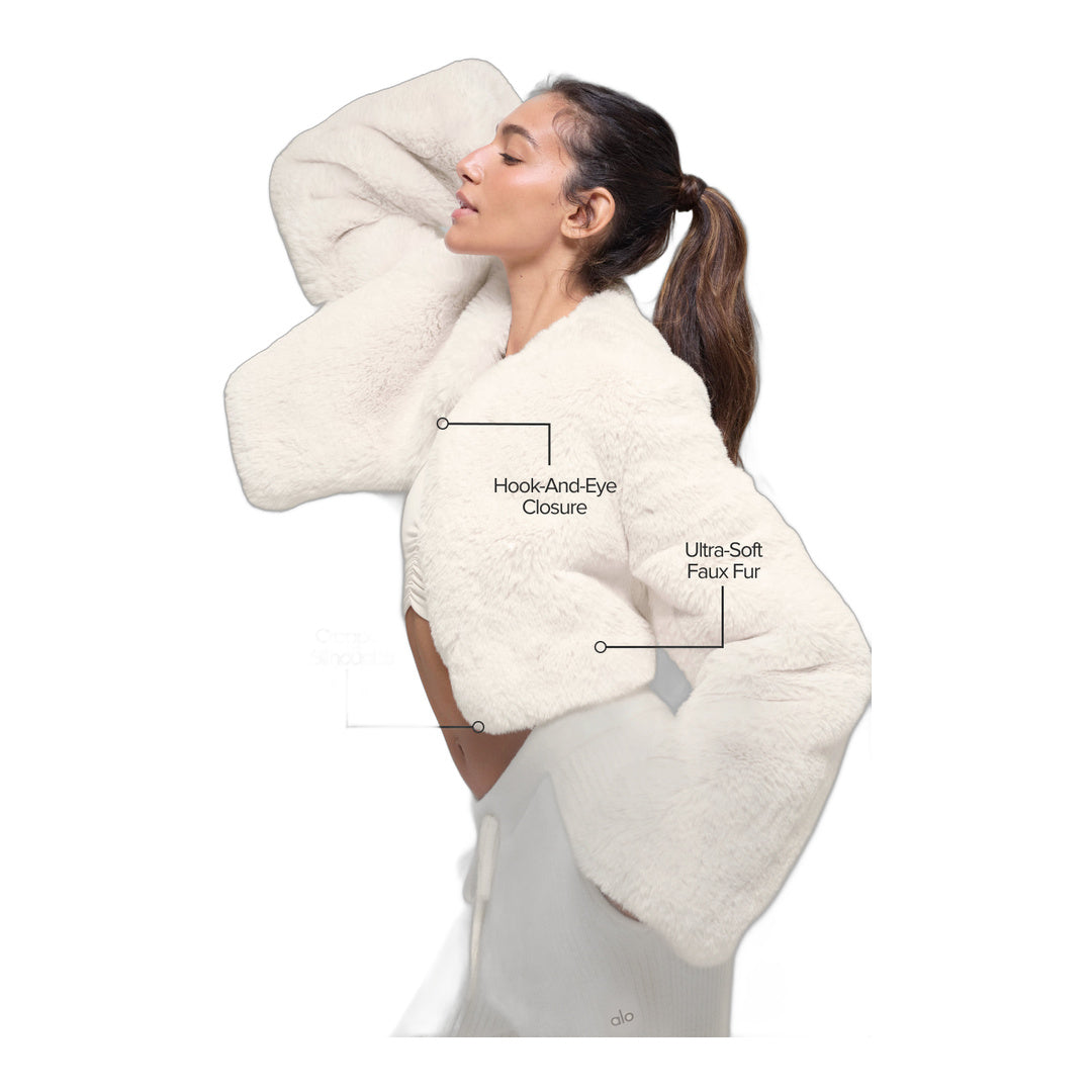 alo Faux Fur Chic Cropped Jacket - Ivory