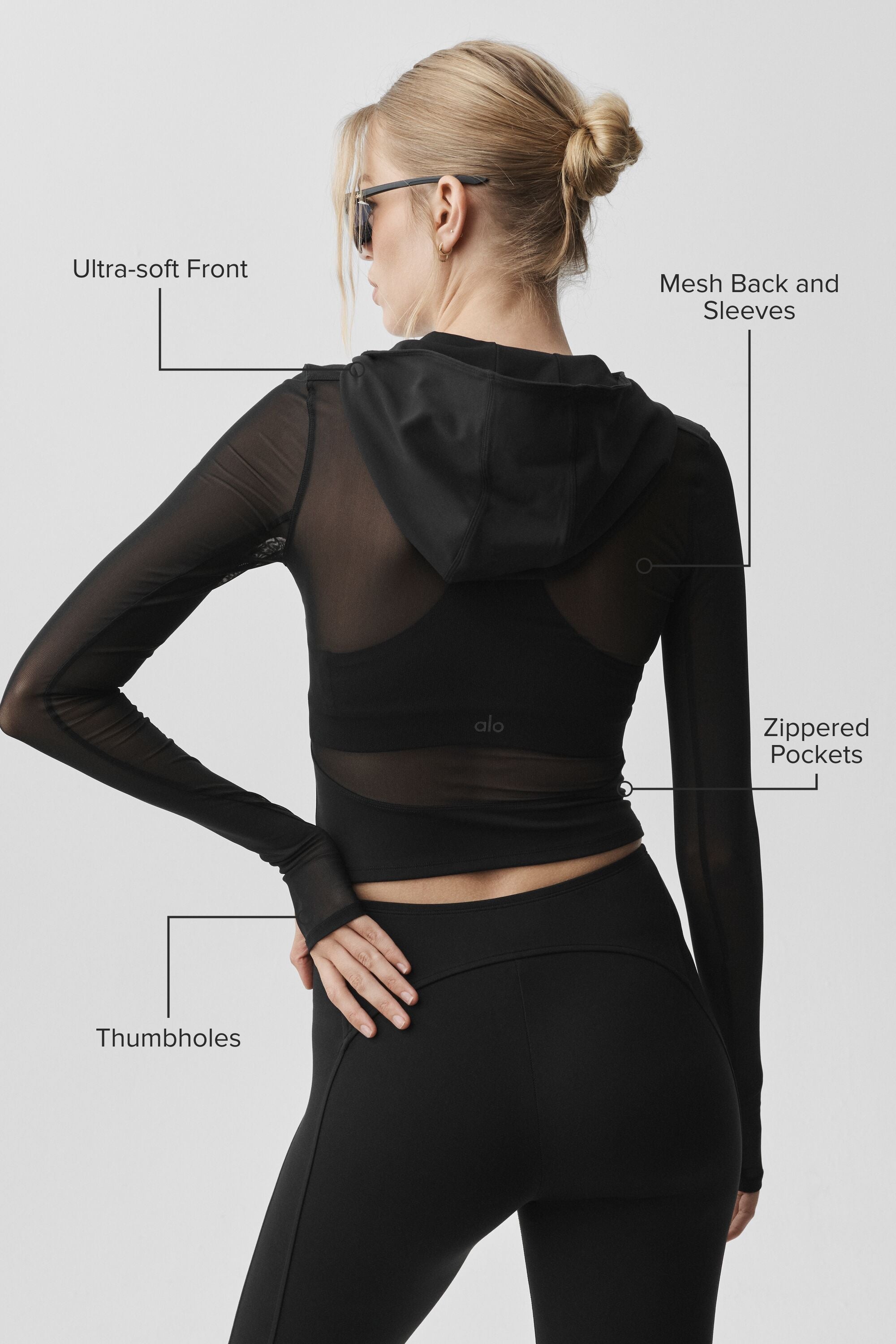 alo ALO Softsculpt Superset Full Zip Jacket - Black