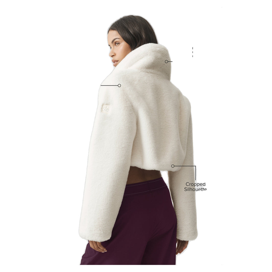 ALO Faux Fur Cropped Amore Jacket - Ivory