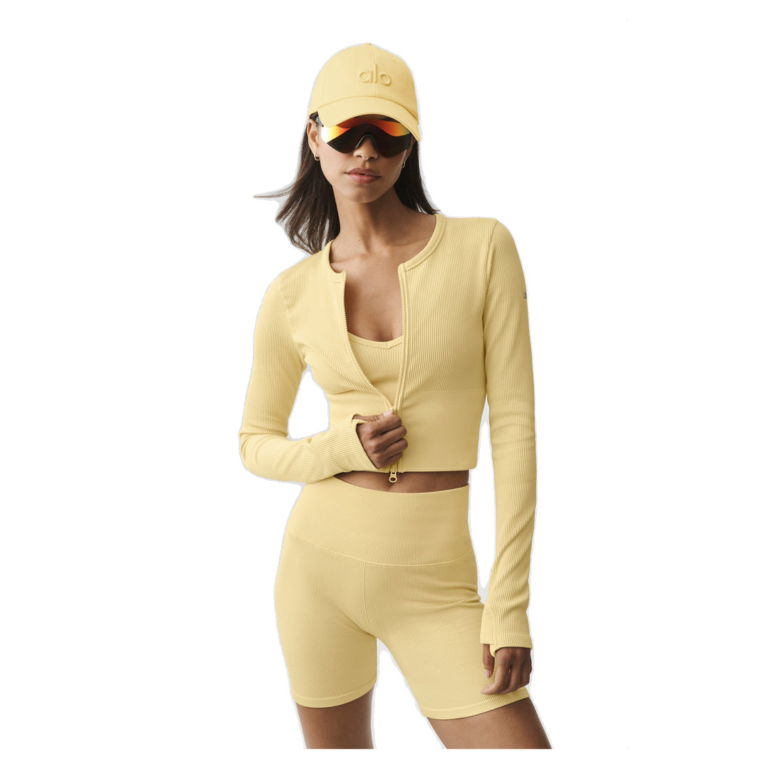 ALO Seamless Ribbed Favorite Jacket - Warm Butter