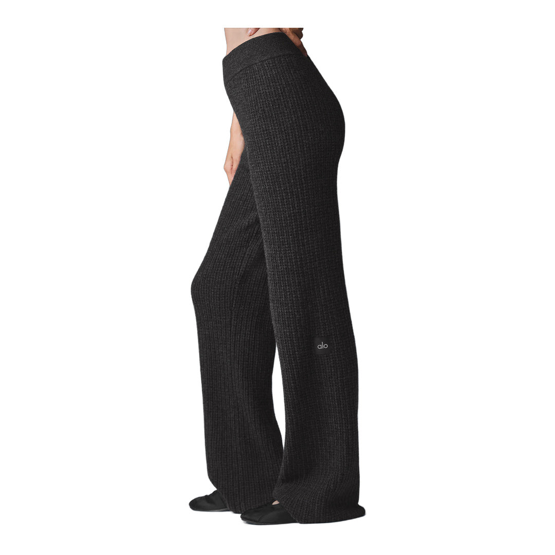 alo Cashmere High-Waist Plush Waffle Pant - Dark Heather Grey
