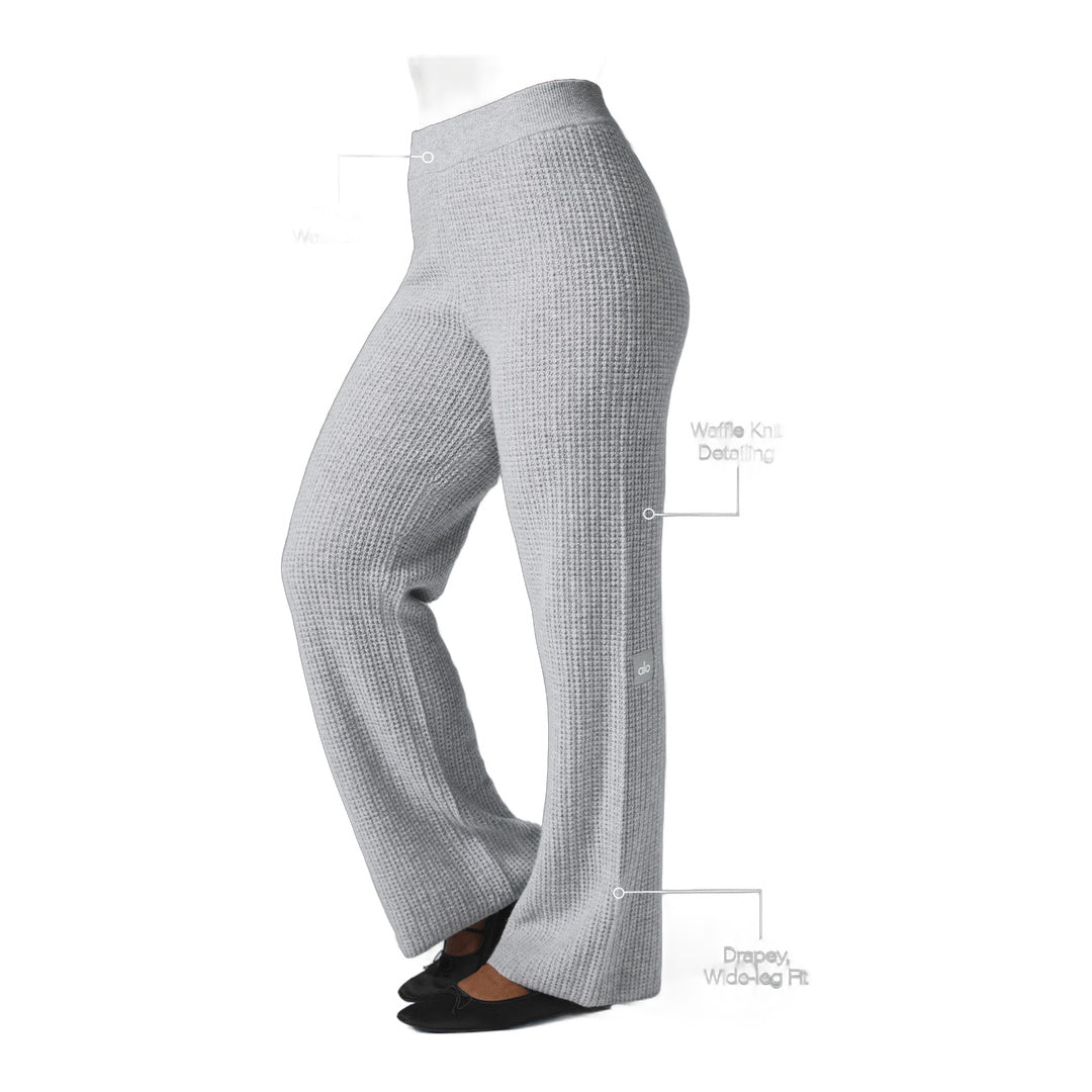 alo Cashmere High-Waist Plush Waffle Pant - Athletic Heather Grey