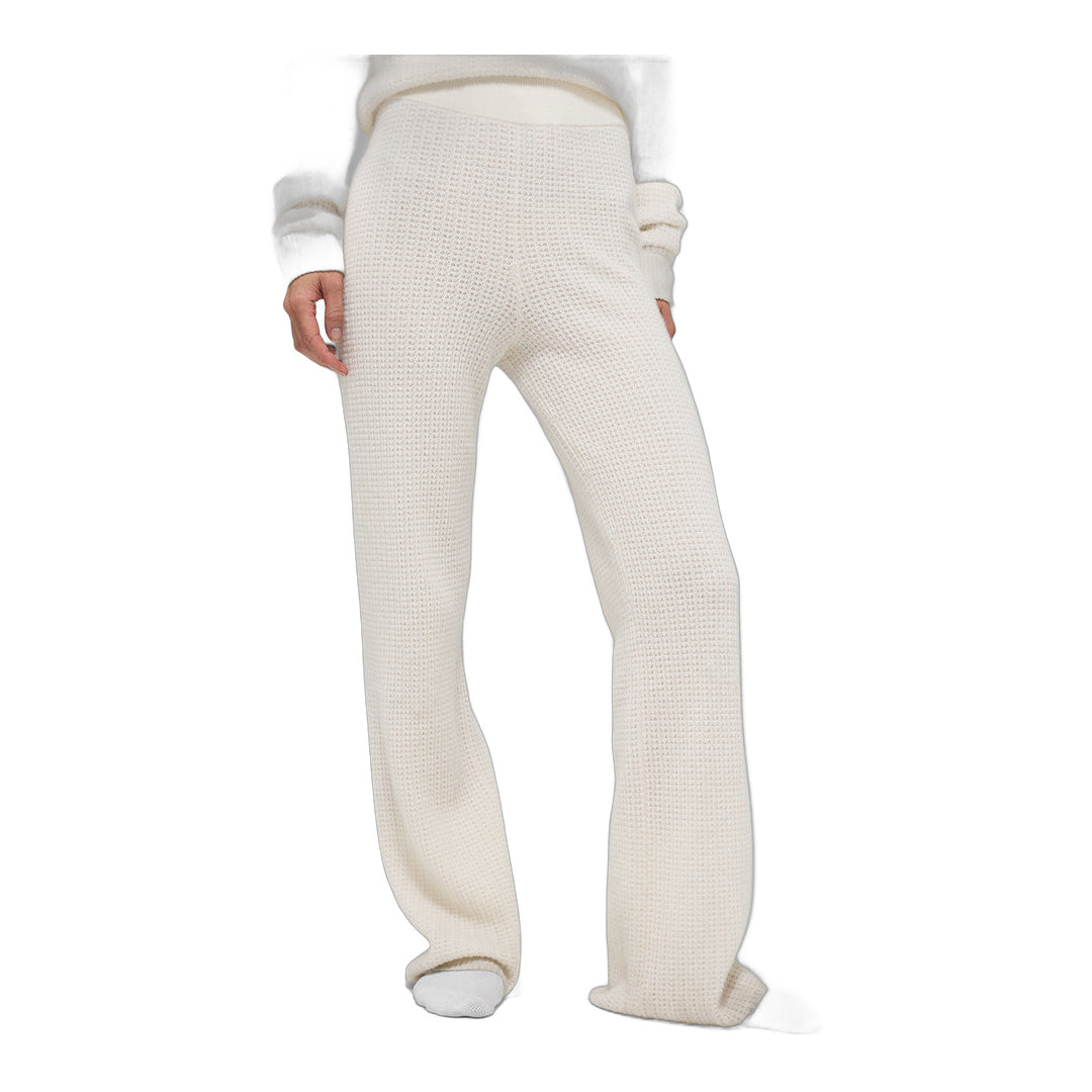 alo Cashmere High-Waist Plush Waffle Pant - Ivory