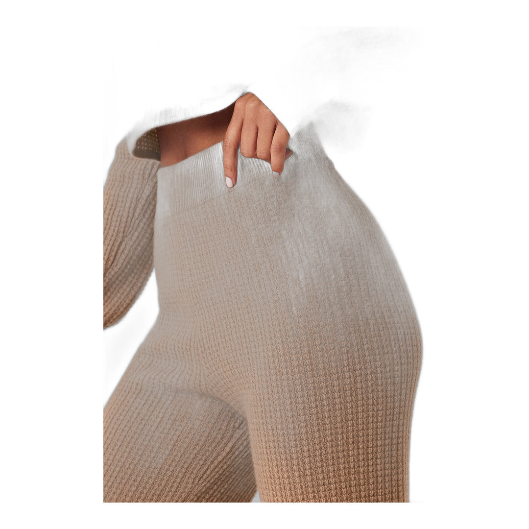 alo Cashmere High-Waist Plush Waffle Pant - Toasted Almond