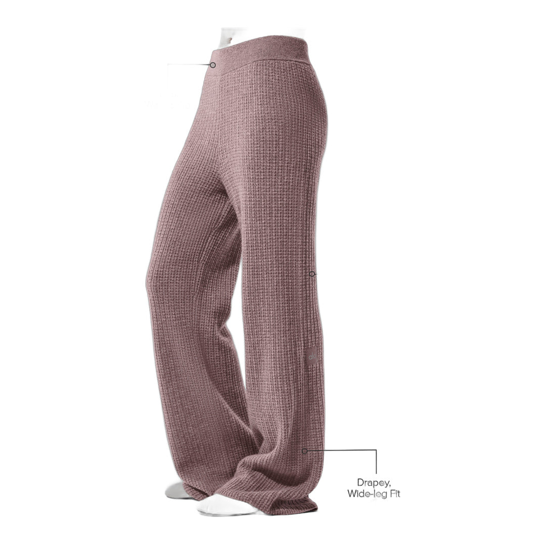 alo Cashmere High-Waist Plush Waffle Pant - Mushroom Heather