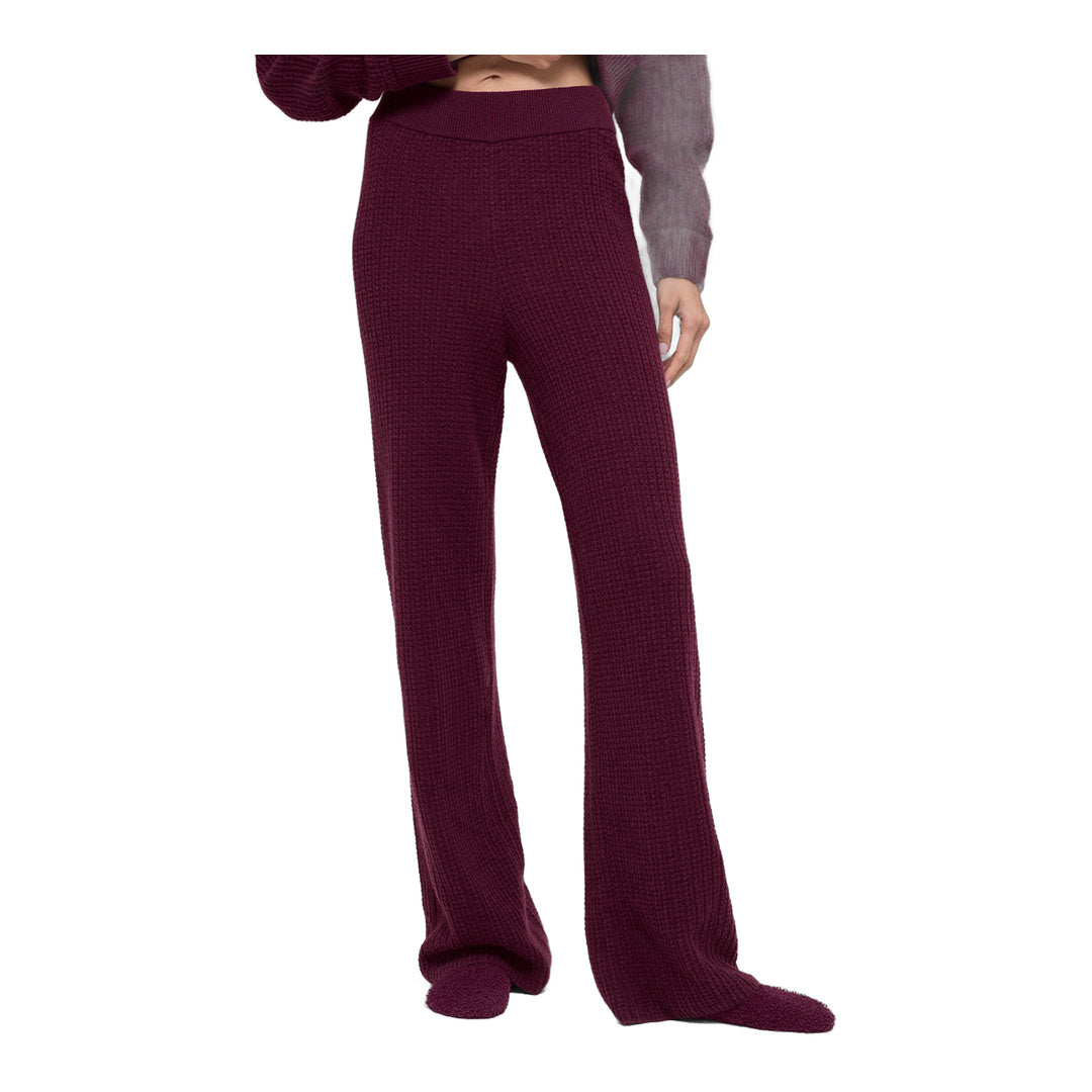 alo Cashmere High-Waist Plush Waffle Pant - Burgundy