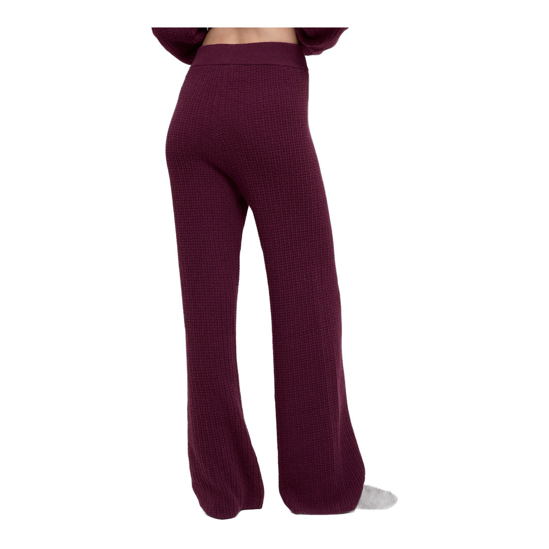 alo Cashmere High-Waist Plush Waffle Pant - Burgundy