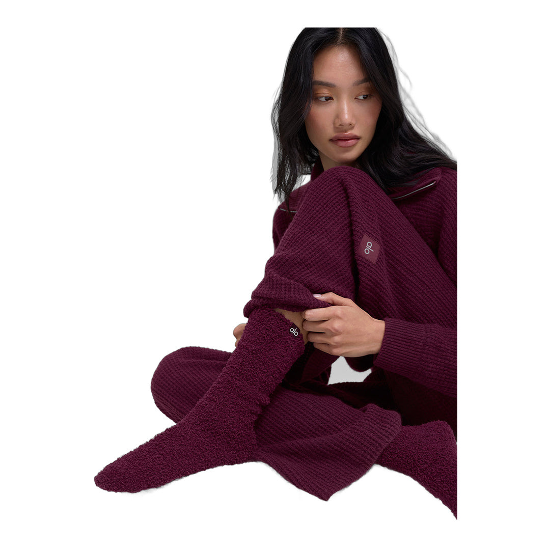 alo Women's Plush Lush Sock - Burgundy