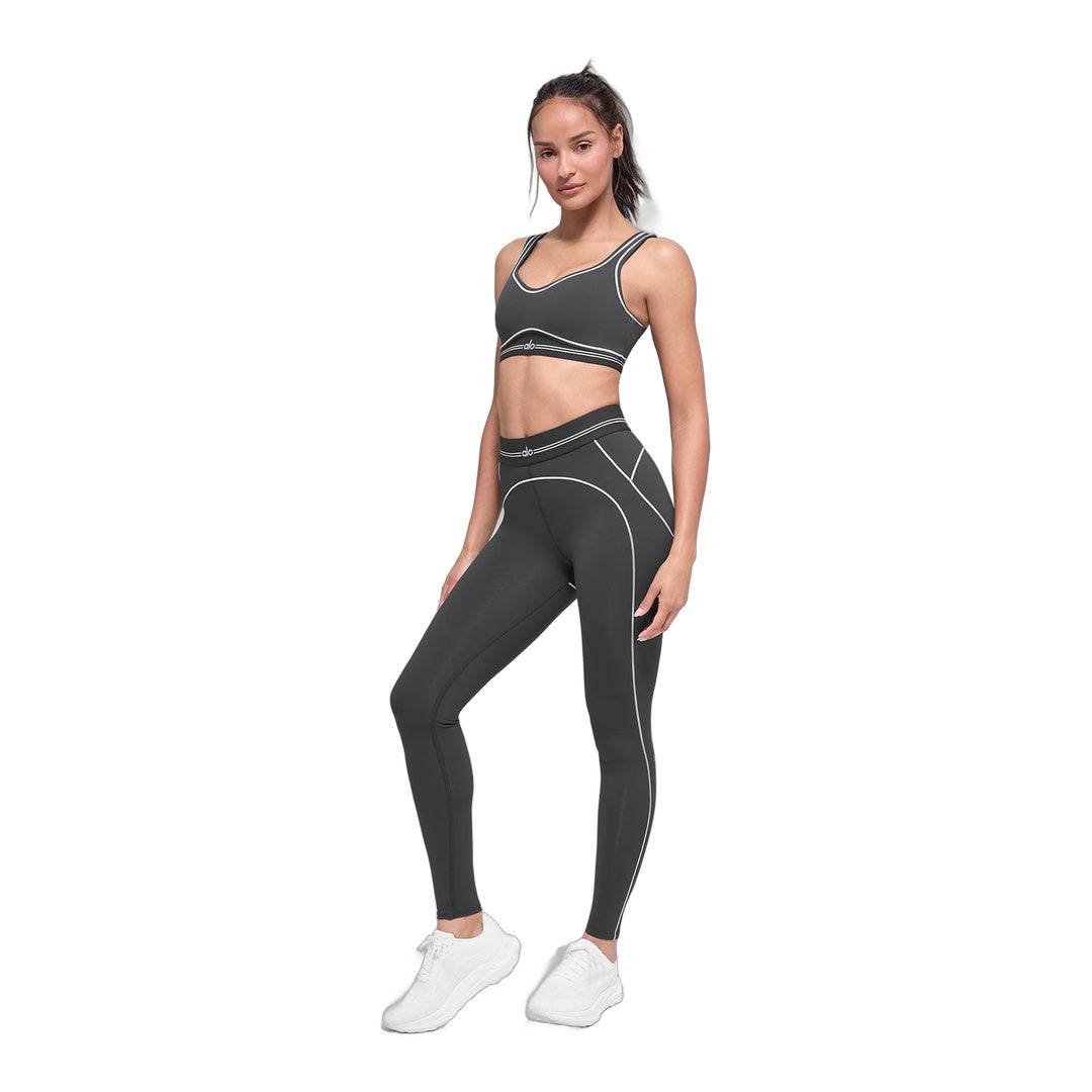 alo Airbrush High-Waist Heart Throb Legging - Anthracite/White