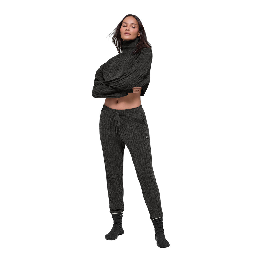 alo Cable Knit Winter Bliss Pant - Dark Heather Grey