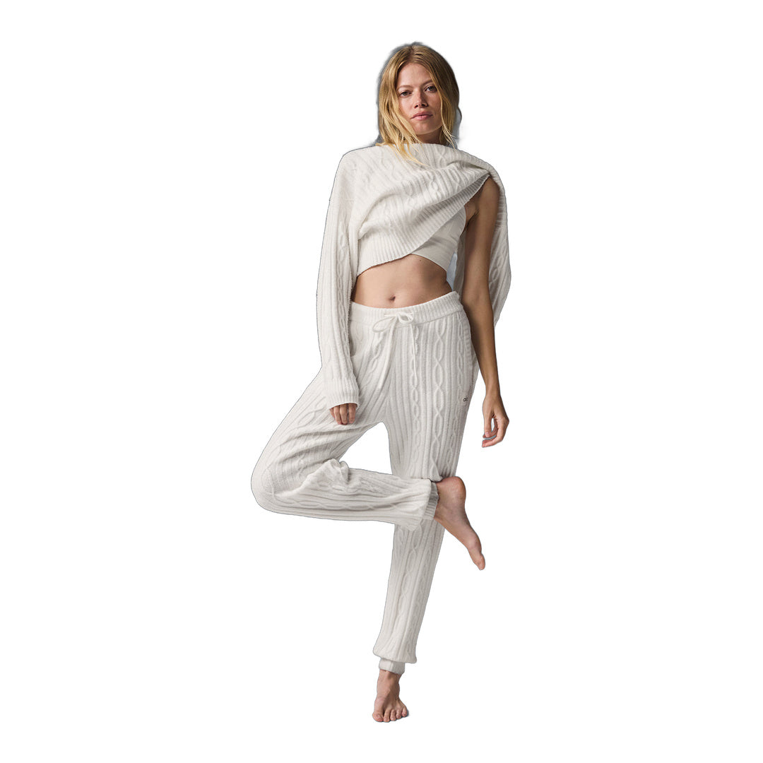 alo Cable Knit Winter Bliss Pant - Ivory