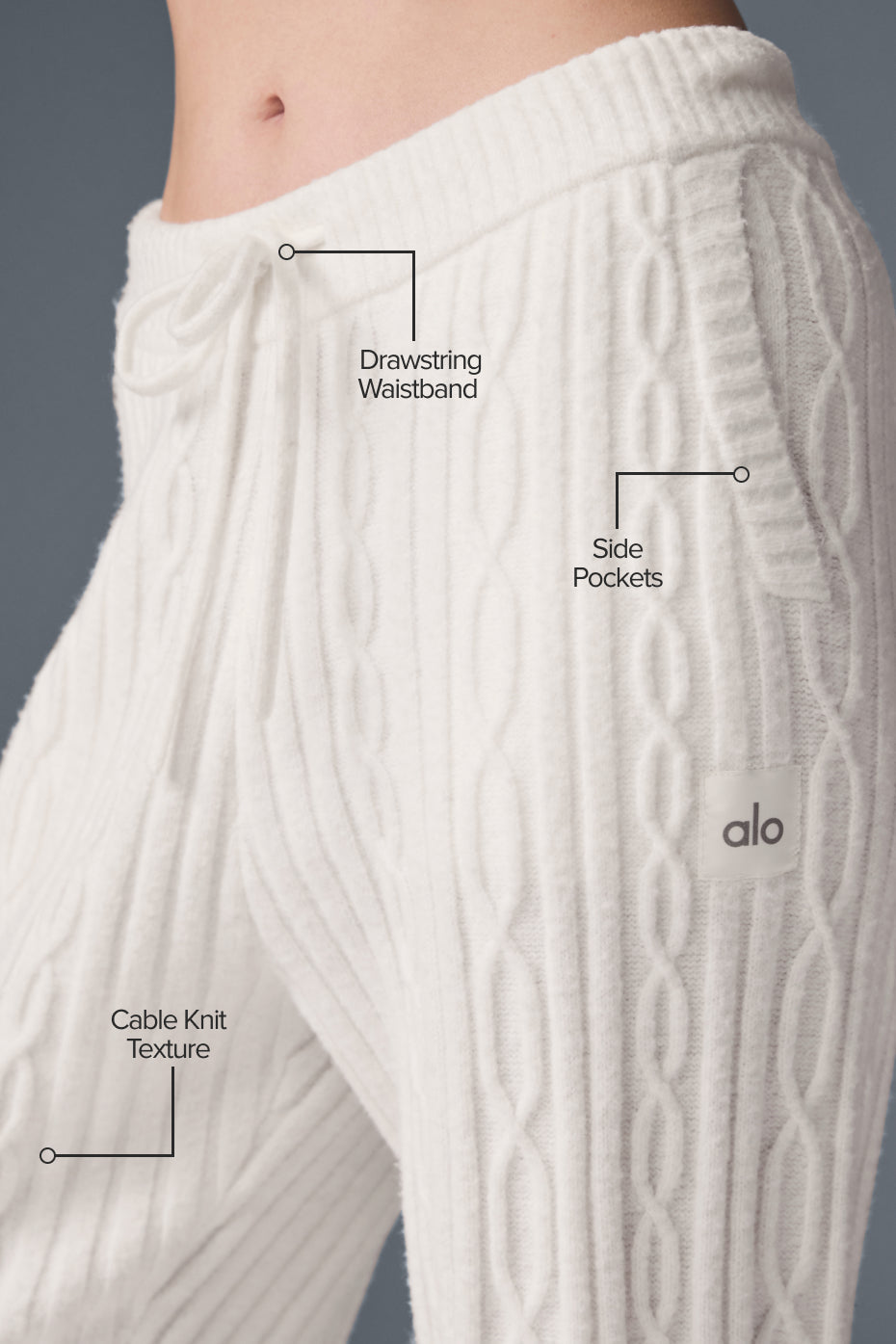 alo Cable Knit Winter Bliss Pant - Ivory