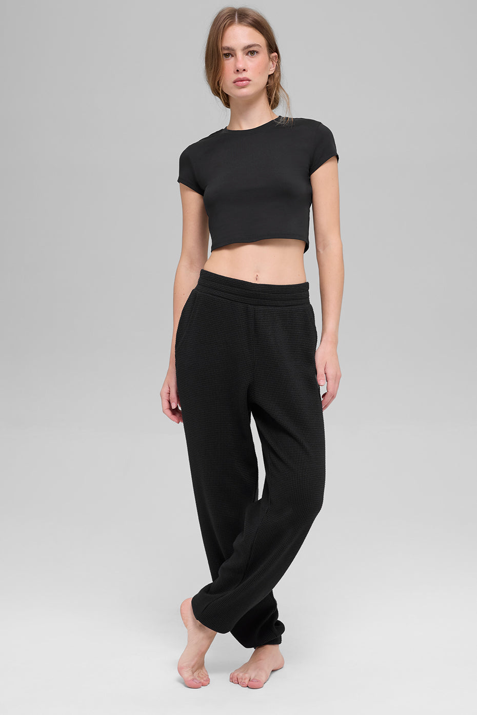 alo Waffle Weekend Escape Jogger - Black