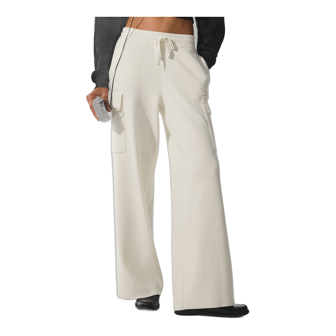 alo Scholar Knit High-Waist Cargo Pant - Ivory