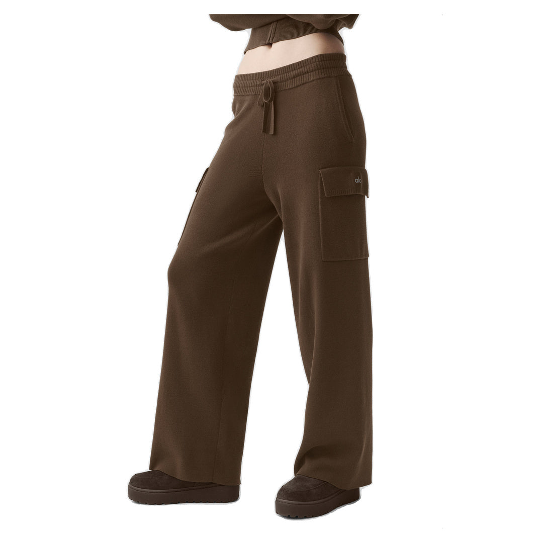 ALO Scholar Knit High-Waist Cargo Pant - Espresso