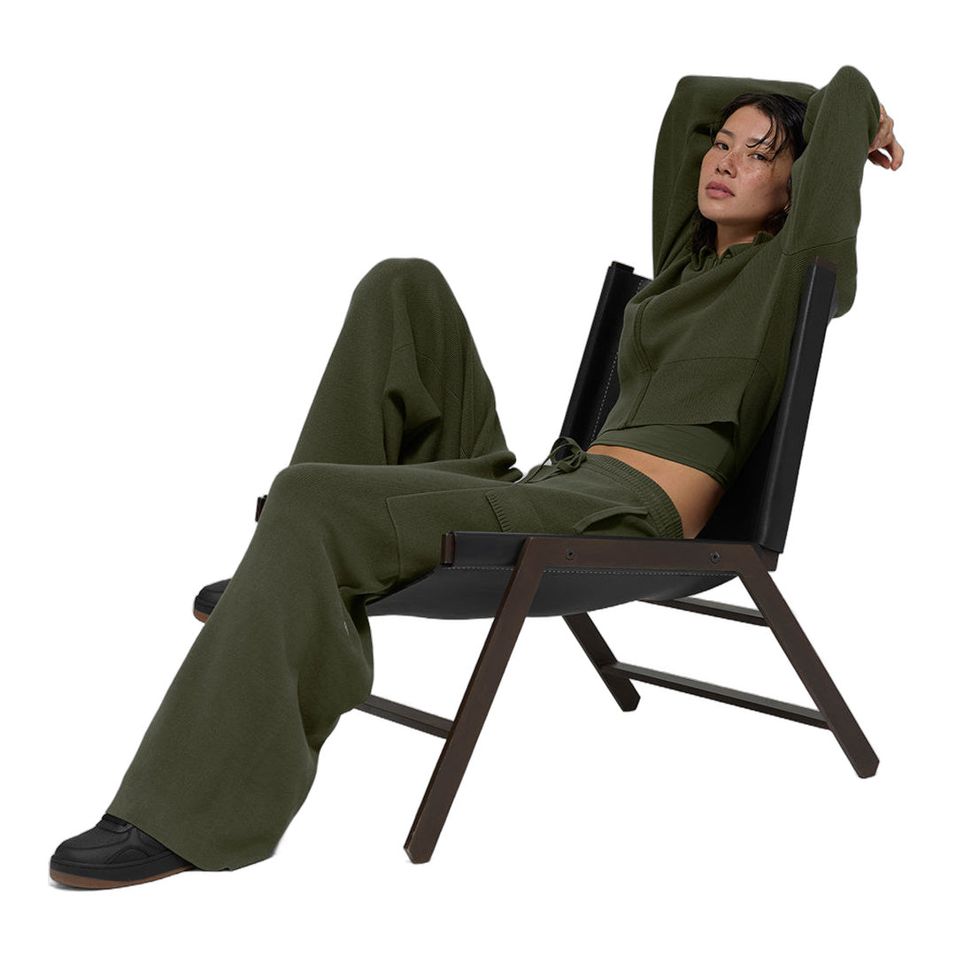alo Scholar Knit High-Waist Cargo Pant - Green Olive