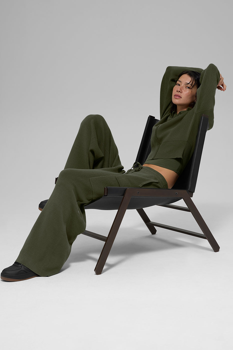 alo Scholar Knit High-Waist Cargo Pant - Green Olive