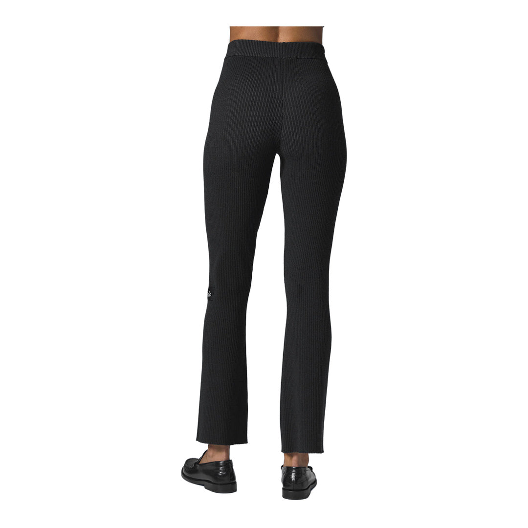 alo Denim Knit High-Waist Flare Pant - Black/Anthracite