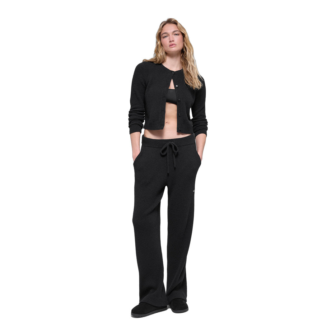 alo Snuggle Up Sweater High-Waist Wide Leg Pant - Black