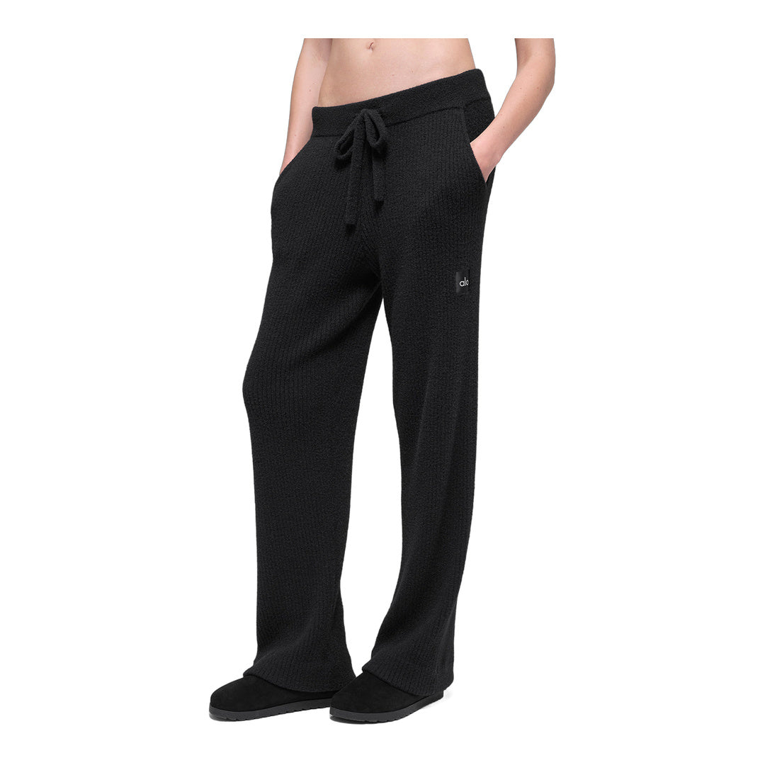 alo Snuggle Up Sweater High-Waist Wide Leg Pant - Black