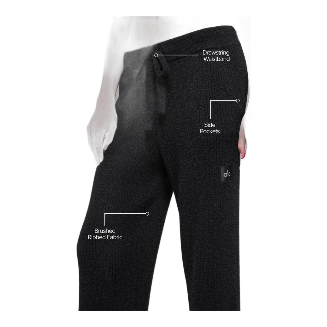 alo Snuggle Up Sweater High-Waist Wide Leg Pant - Black