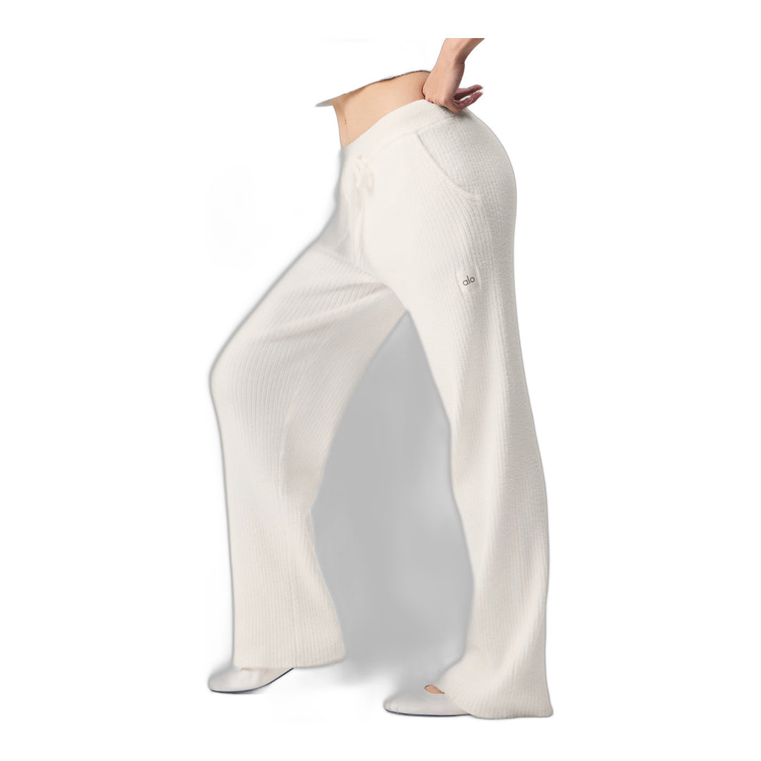 alo Snuggle Up Sweater High-Waist Wide Leg Pant - Ivory