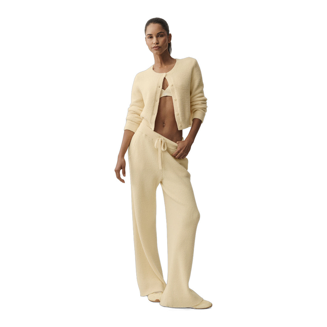 alo Snuggle Up Sweater High-Waist Wide Leg Pant - Candlelight Yellow