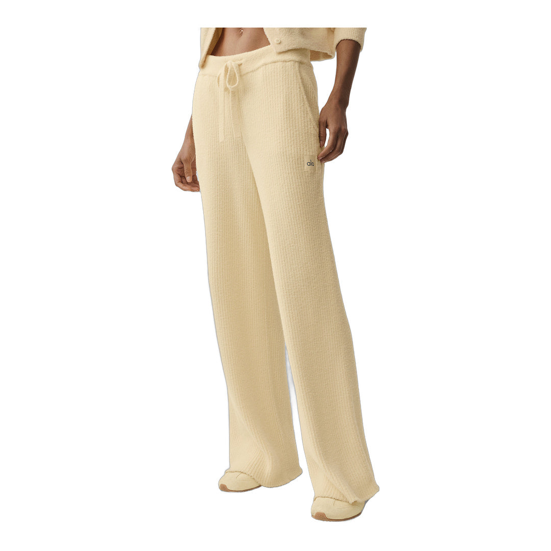 alo Snuggle Up Sweater High-Waist Wide Leg Pant - Candlelight Yellow