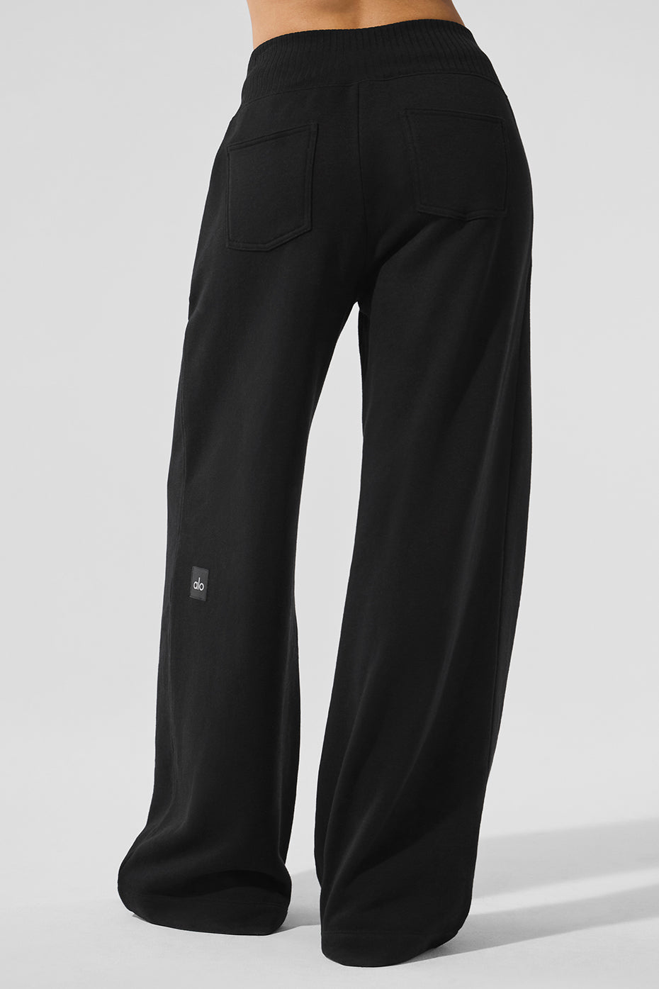alo Serenity Wide Leg Sweatpant - Black