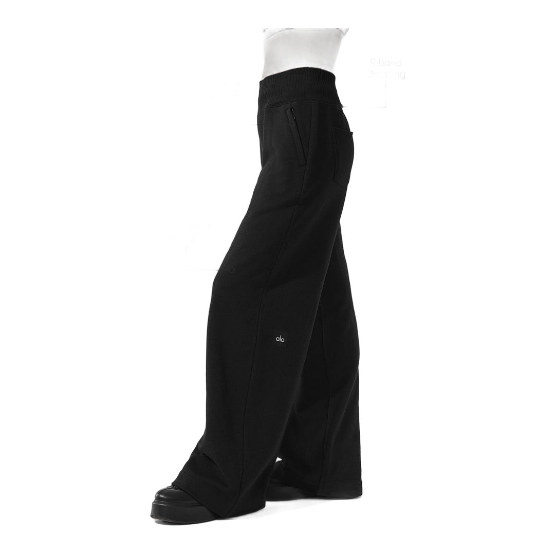 alo Serenity Wide Leg Sweatpant - Black