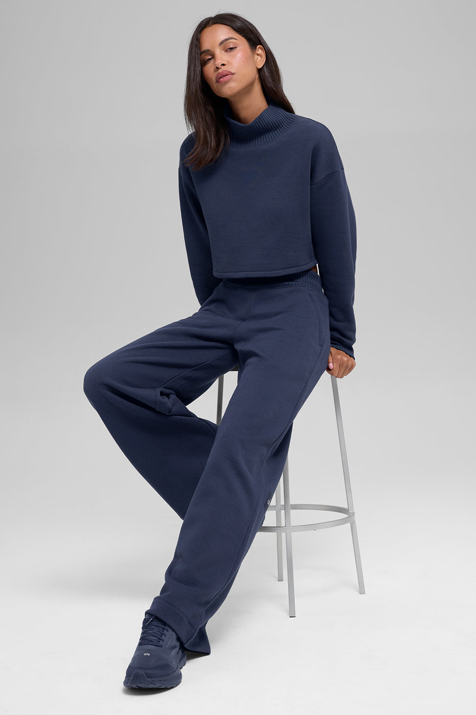 alo Serenity Wide Leg Sweatpant - Navy