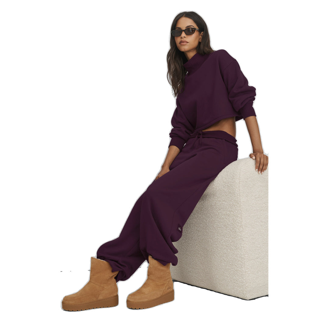 ALO Serenity Wide Leg Sweatpant - Rich Bordeaux