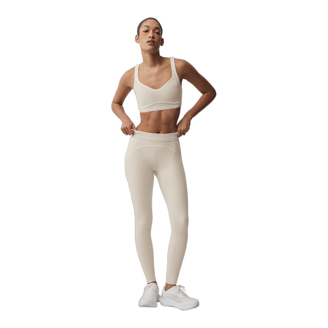 alo Alosoft High-Waist Heart Throb Legging - Oatmeal Heather/White