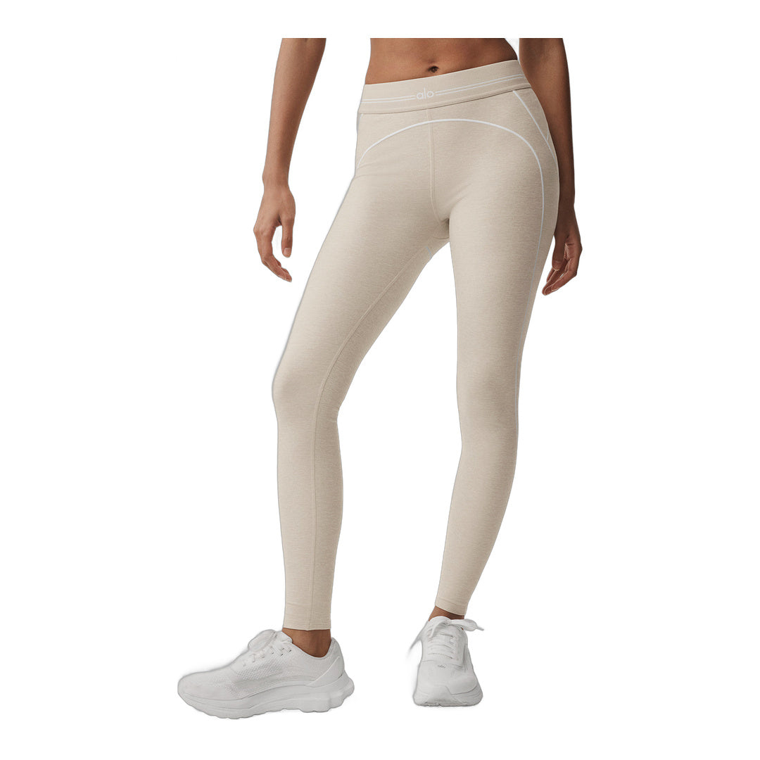 alo Alosoft High-Waist Heart Throb Legging - Oatmeal Heather/White