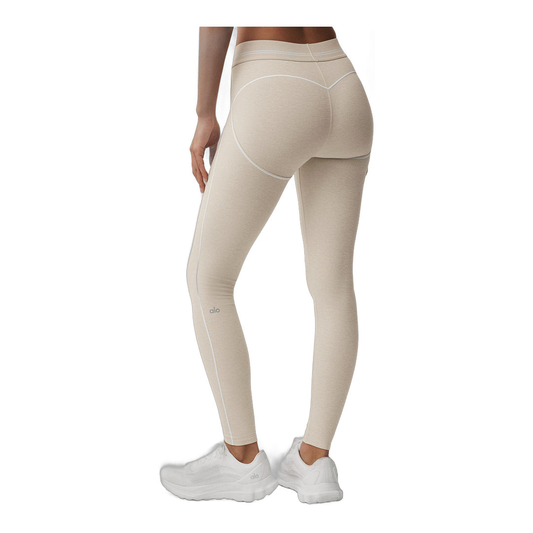 alo Alosoft High-Waist Heart Throb Legging - Oatmeal Heather/White